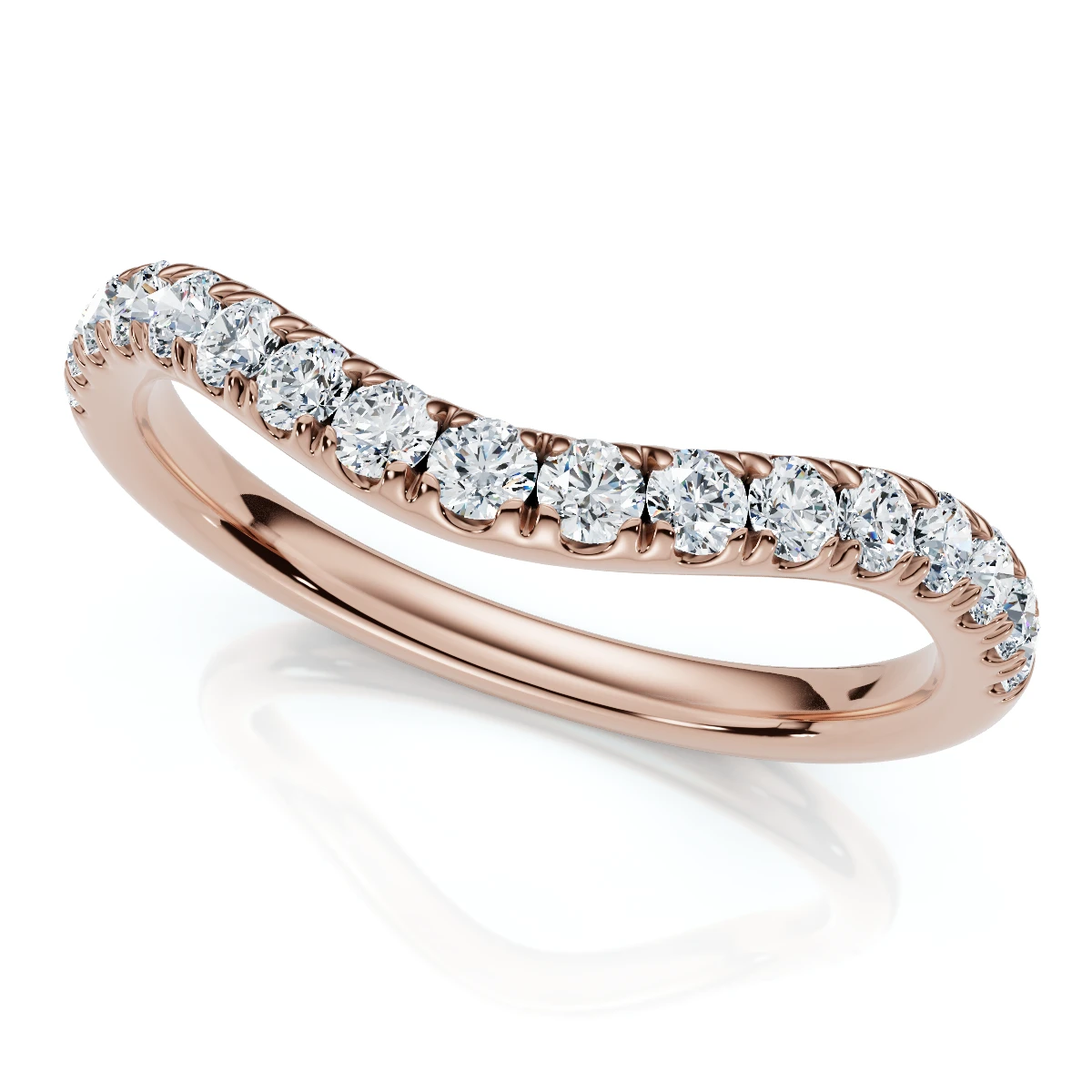 Curved Diamond Wedding Ring Enhanced 1/3Ct 14k Gold or Platinum Lab Grown (F-G, VS)