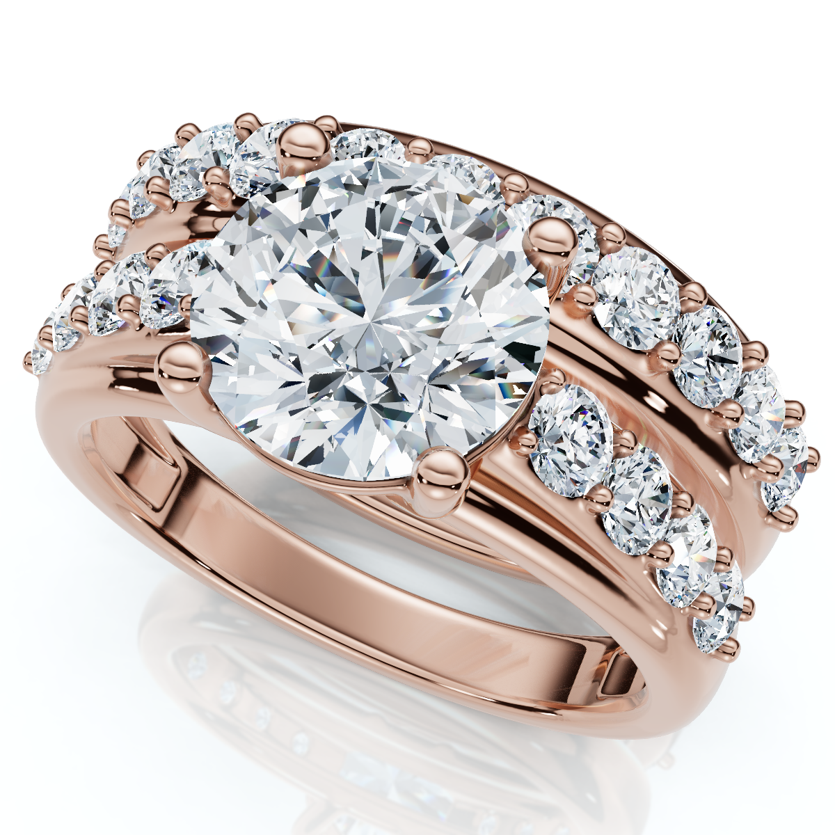 Certified 2 1/2Ct Diamond Engagement Wedding Ring Set 14k Gold Lab Grown (E-F, VS)