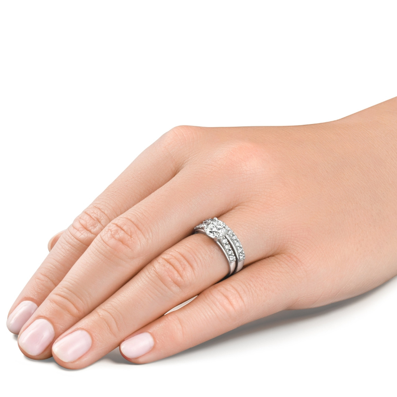 Certified 2 1/2Ct Diamond Engagement Wedding Ring Set 14k Gold Lab Grown (E-F, VS)