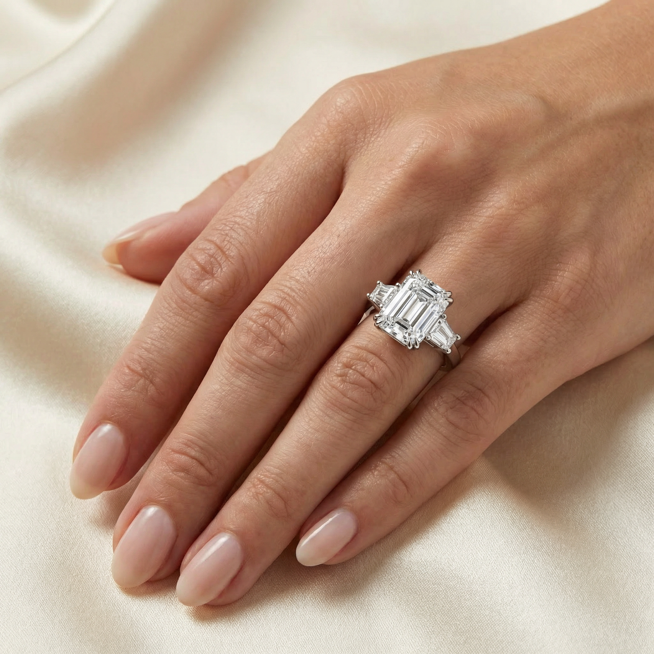 Certified 4.40Ct Emerald Diamond Engagement Ring 14k Gold or Platinum Lab Grown (E-F, VS)