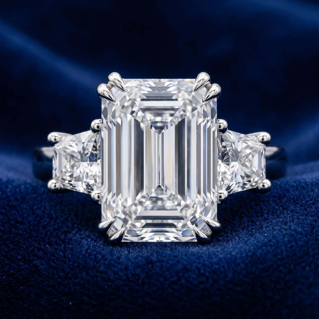 Certified 4.40Ct Emerald Diamond Engagement Ring 14k Gold or Platinum Lab Grown (E-F, VS)