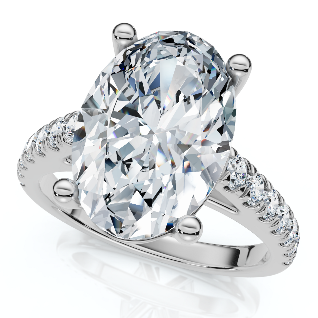 Certified 2 3/4Ct Oval Accent Diamond Engagement Ring 14k Gold or Platinum Lab G (F-G, VS)