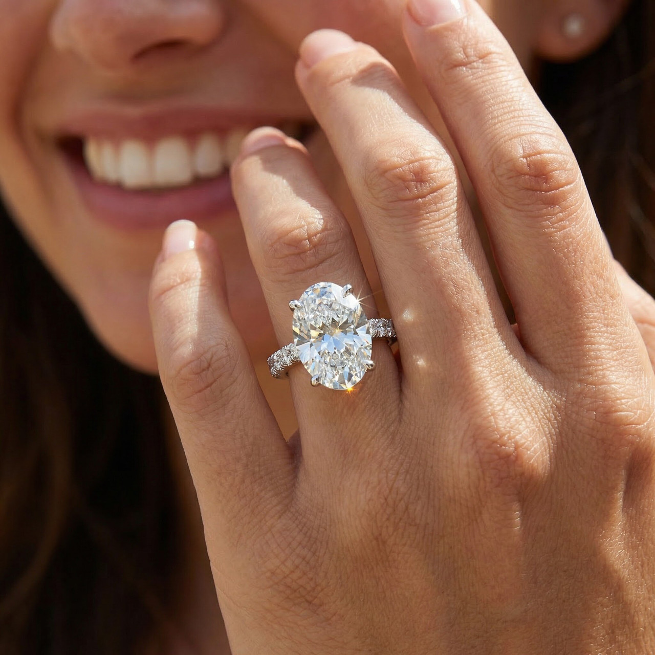 Certified 2 3/4Ct Oval Accent Diamond Engagement Ring 14k Gold or Platinum Lab G (F-G, VS)