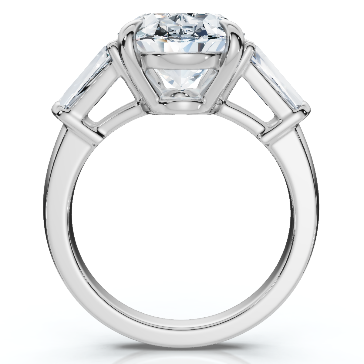 Certified 4 1/3Ct Oval & Baguette Diamond Engagement Ring 14k Gold/Pt Lab Grown (F-G, VS)