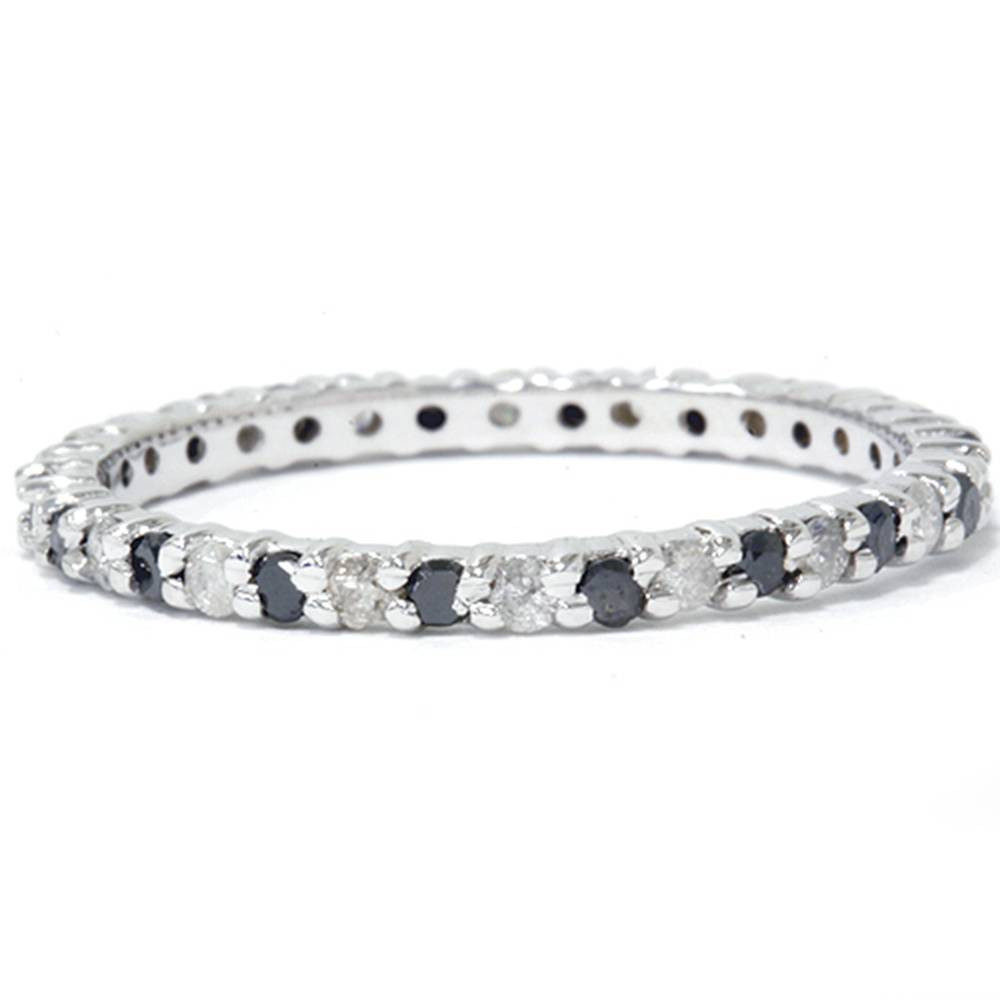 1/2ct Black & White Diamond Eternity Ring 14K White Gold (G-H, I2-I3)