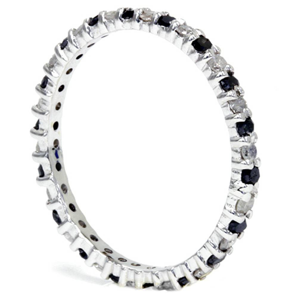 1/2ct Black & White Diamond Eternity Ring 14K White Gold (G-H, I2-I3)
