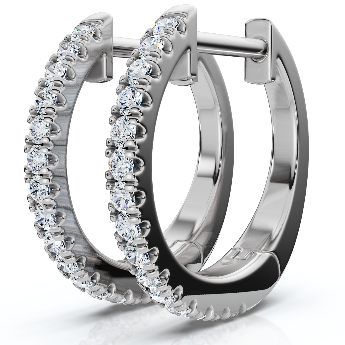 Small Diamond Hoop Earrings 14k White or Yellow Gold Lab Grown 1/2" Tall (E-F, VS)