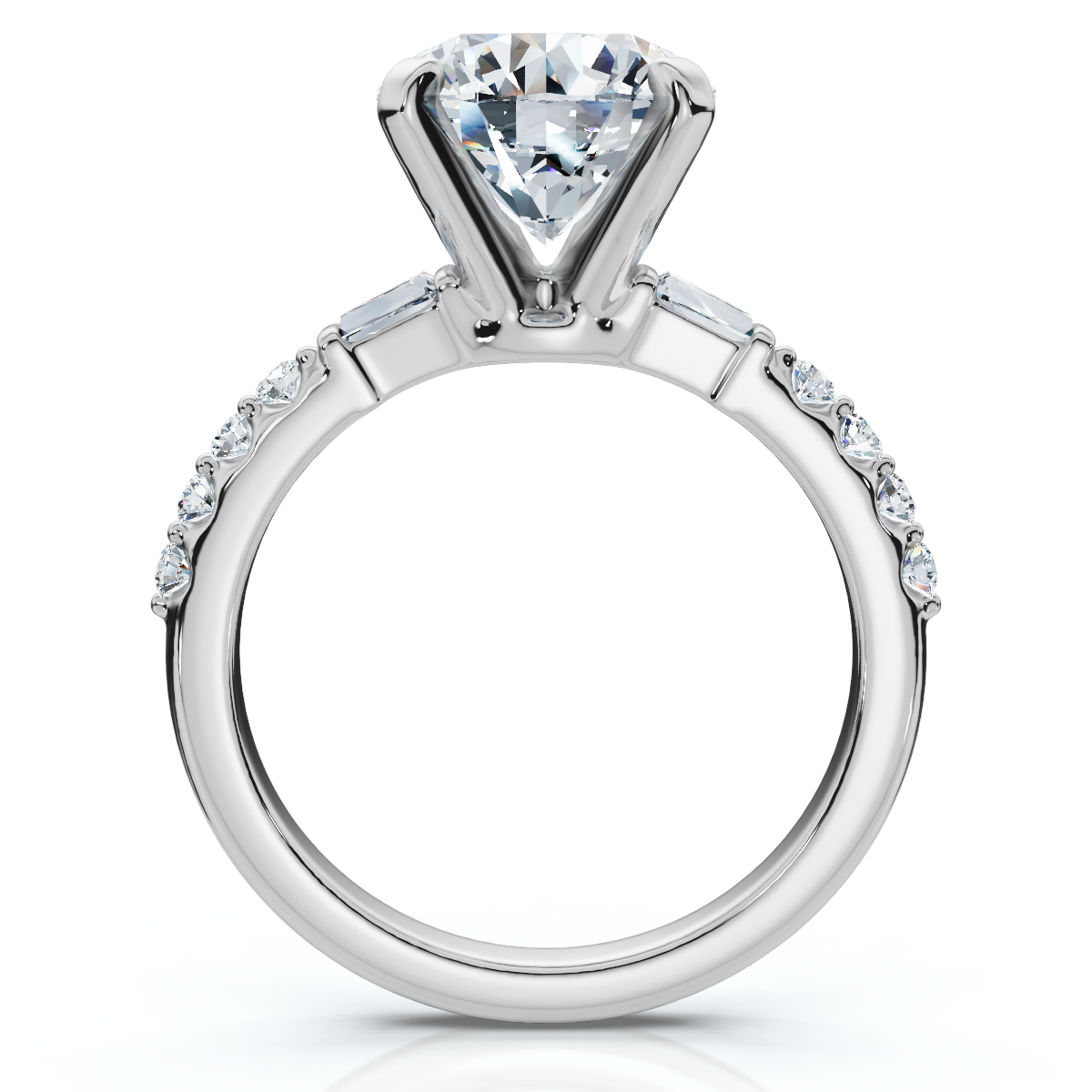 Certified 3Ct Diamond & Baguette Accent Diamond Ring 14k Gold or Pt Lab Grown (F-G, VS)