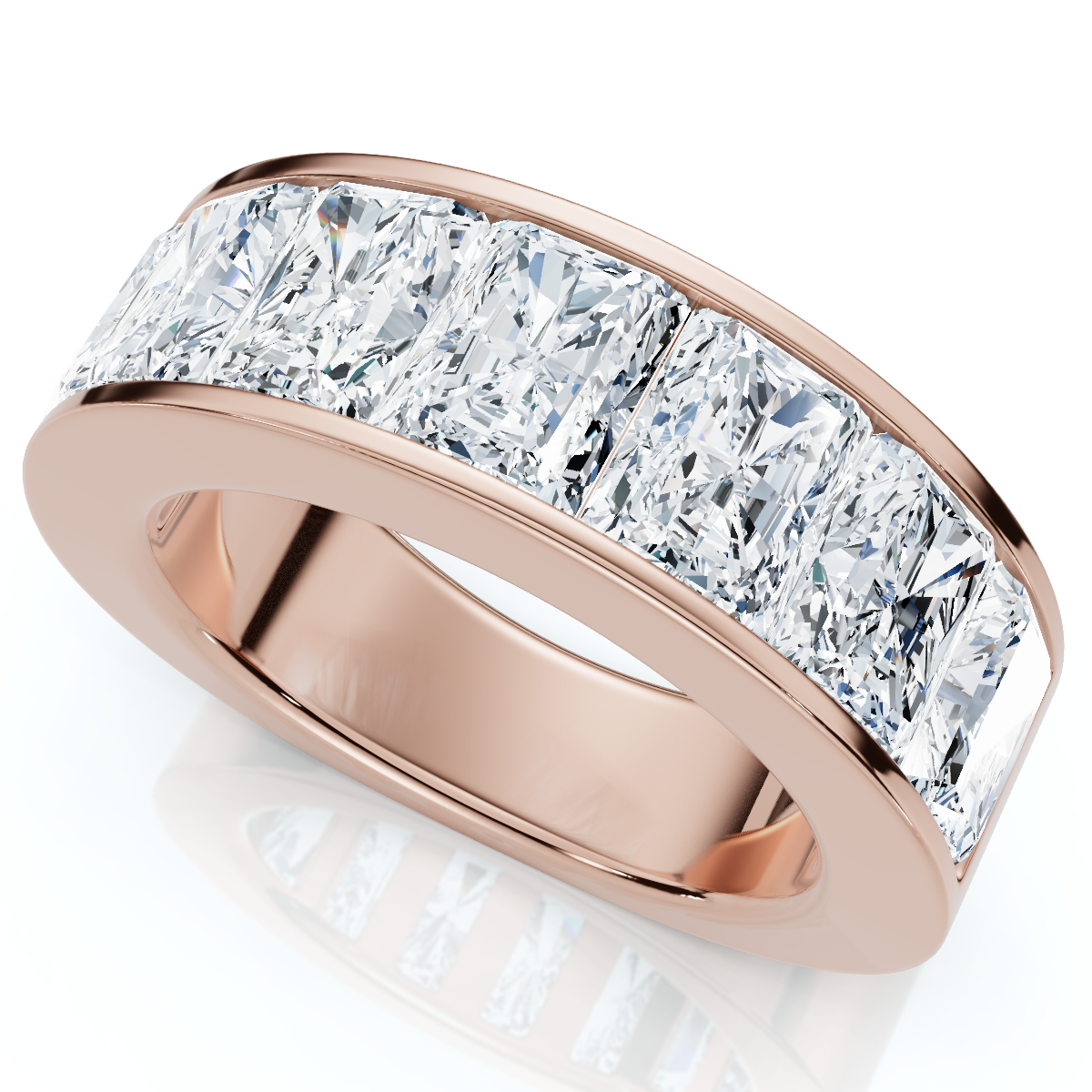 7Ct Diamond Radiant Cut Men's Ring 14k Gold or Platinum (F-G, VS)