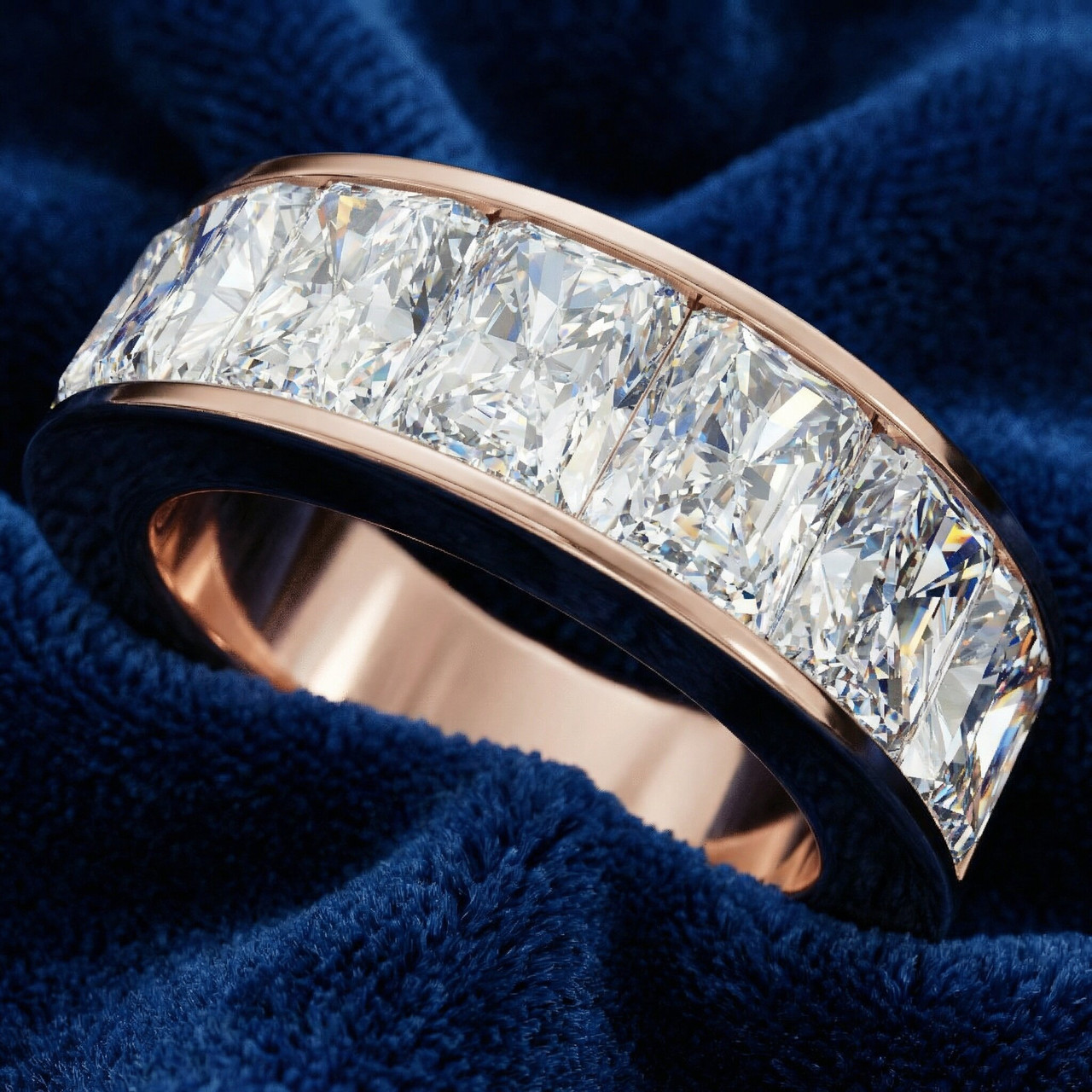 7Ct Diamond Radiant Cut Men's Ring 14k Gold or Platinum (F-G, VS)