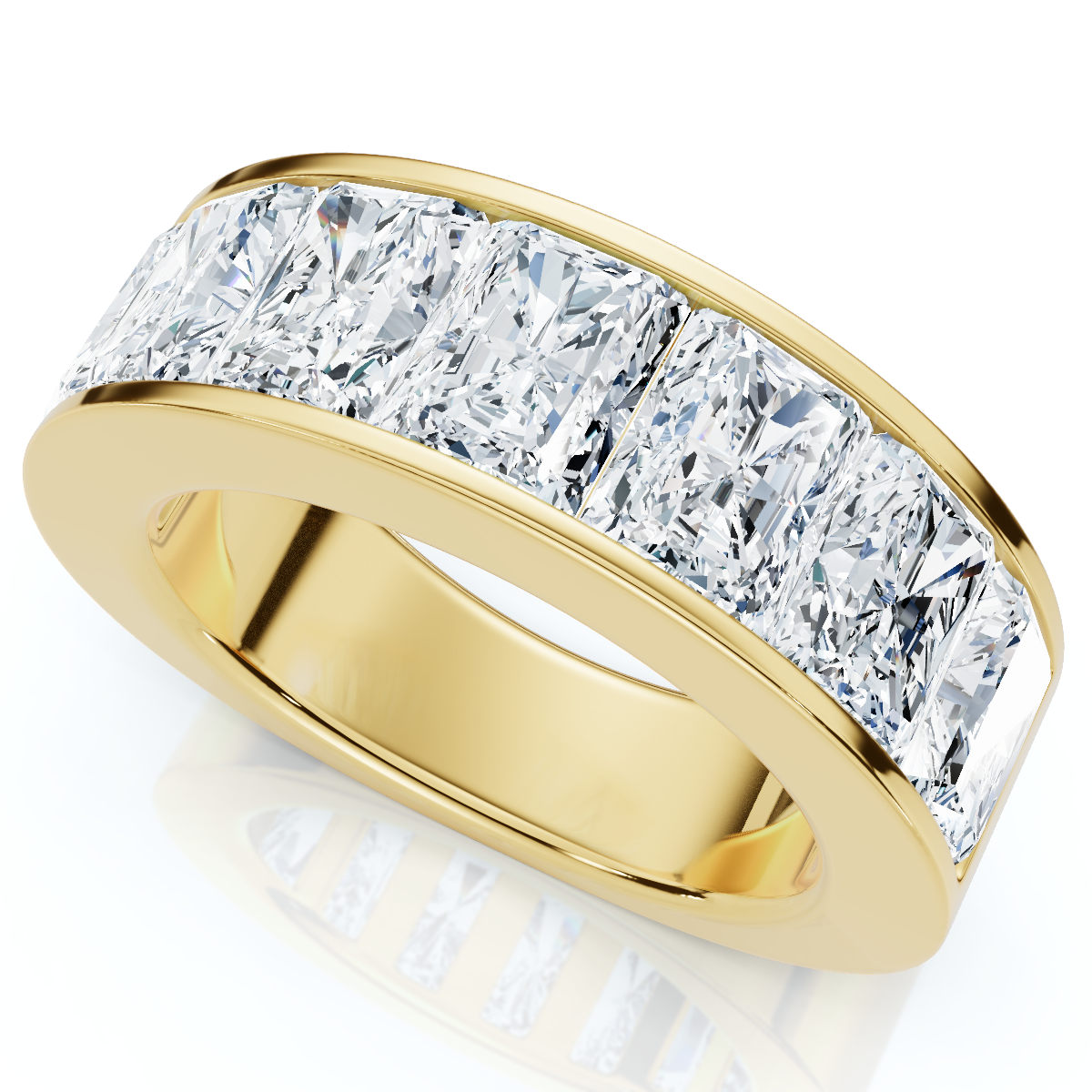 7Ct Diamond Radiant Cut Men's Ring 14k Gold or Platinum (F-G, VS)