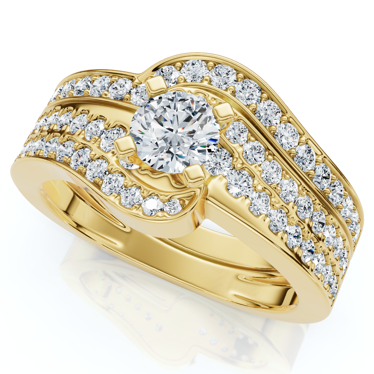 1Ct TW Diamond Engagement Wedding Ring Set Lab Grown (E-F, VS)