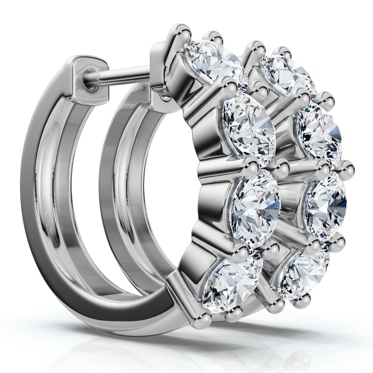 2Ct Diamond Hoops Small 14k White or Yellow Gold Lab Grown 5/8" Tall (E-F, VS)