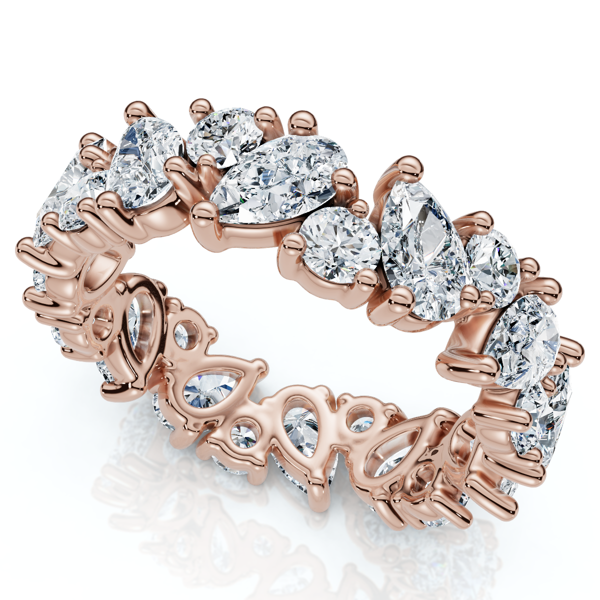 3Ct Pear & Round Diamond Eternity Ring 14k Gold or Platinum Lab Grown (E-F, VS)