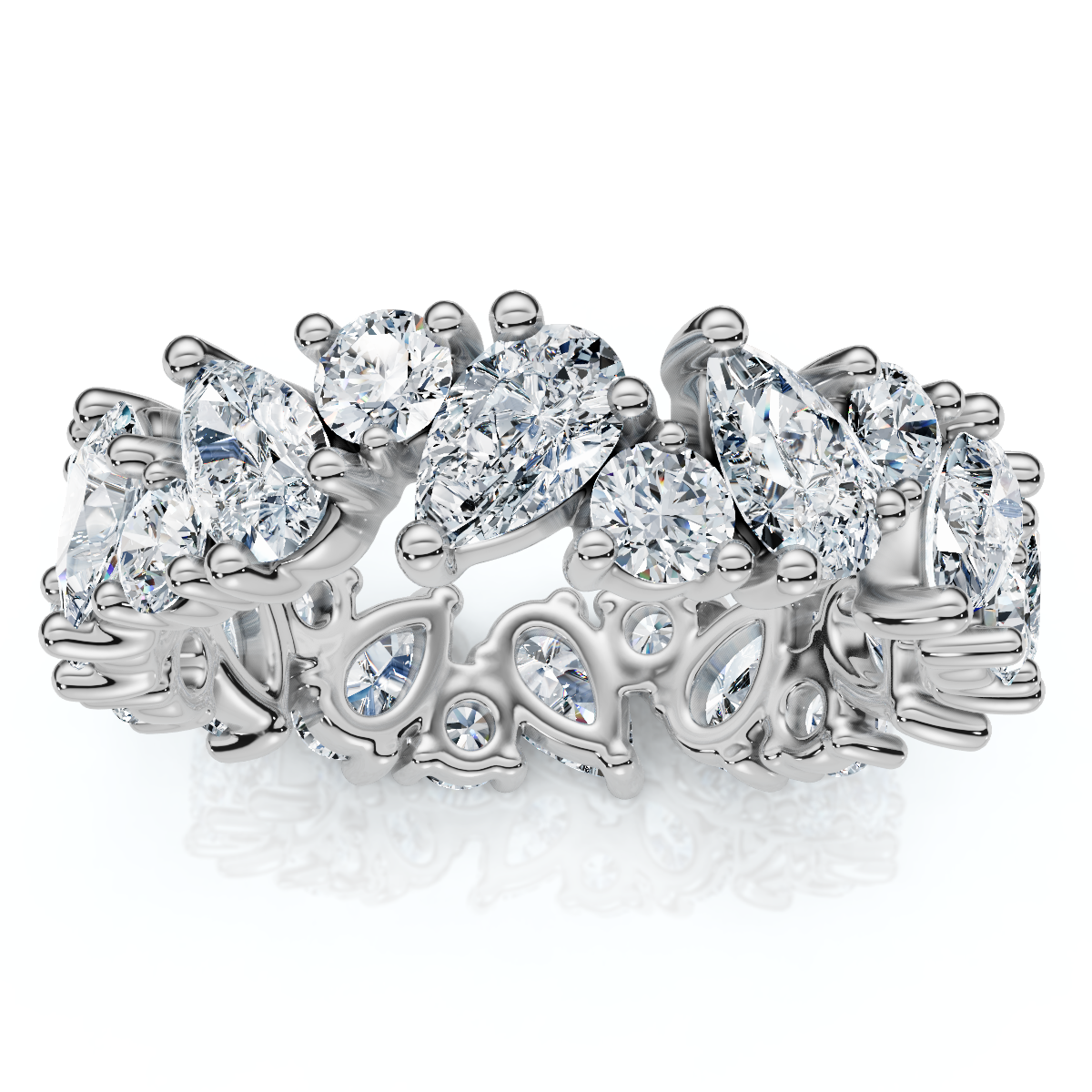 3Ct Pear & Round Diamond Eternity Ring 14k Gold or Platinum Lab Grown (E-F, VS)