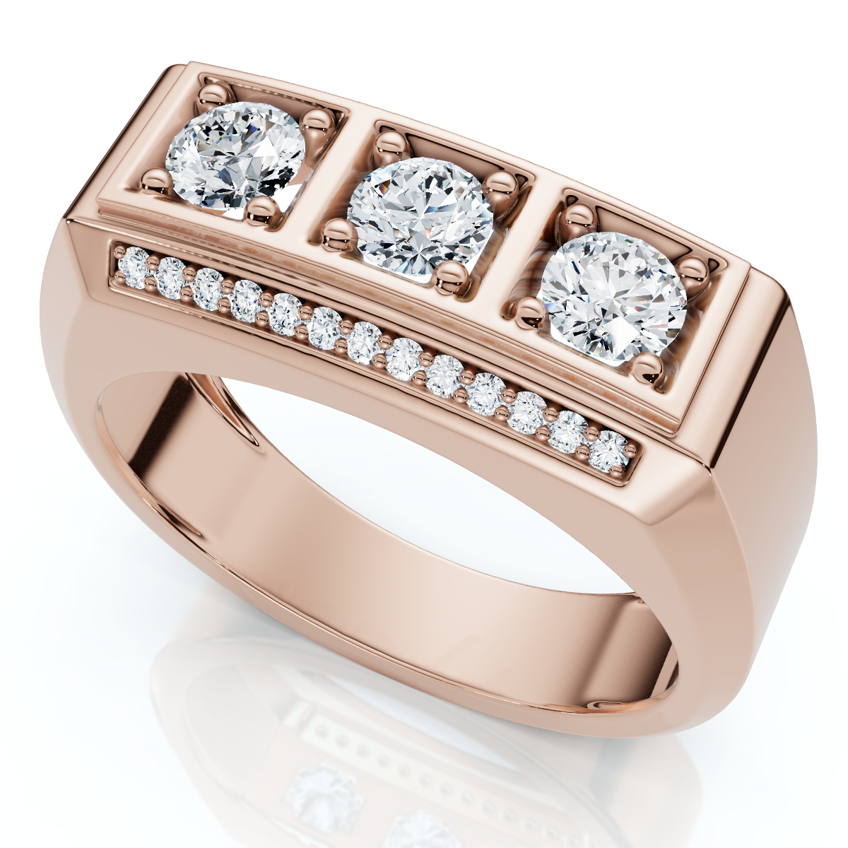 1Ct TW Men's Diamond Ring Lab Grown 14k Gold or Platinum (F-G, VS)