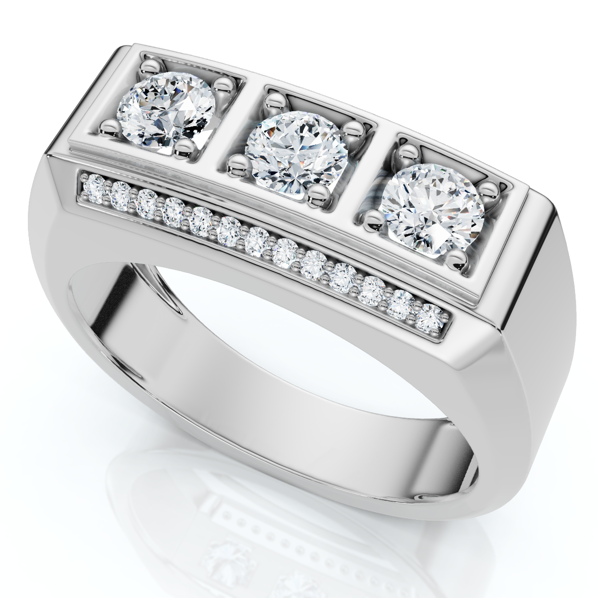 1Ct TW Men's Diamond Ring Lab Grown 14k Gold or Platinum (F-G, VS)