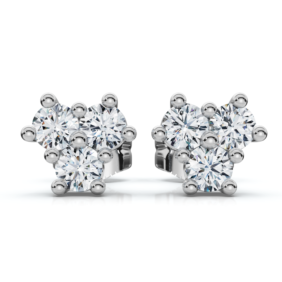 Mini Trio Diamond Studs 14k Gold Lab Grown Women's Earrings (E-F, VS)