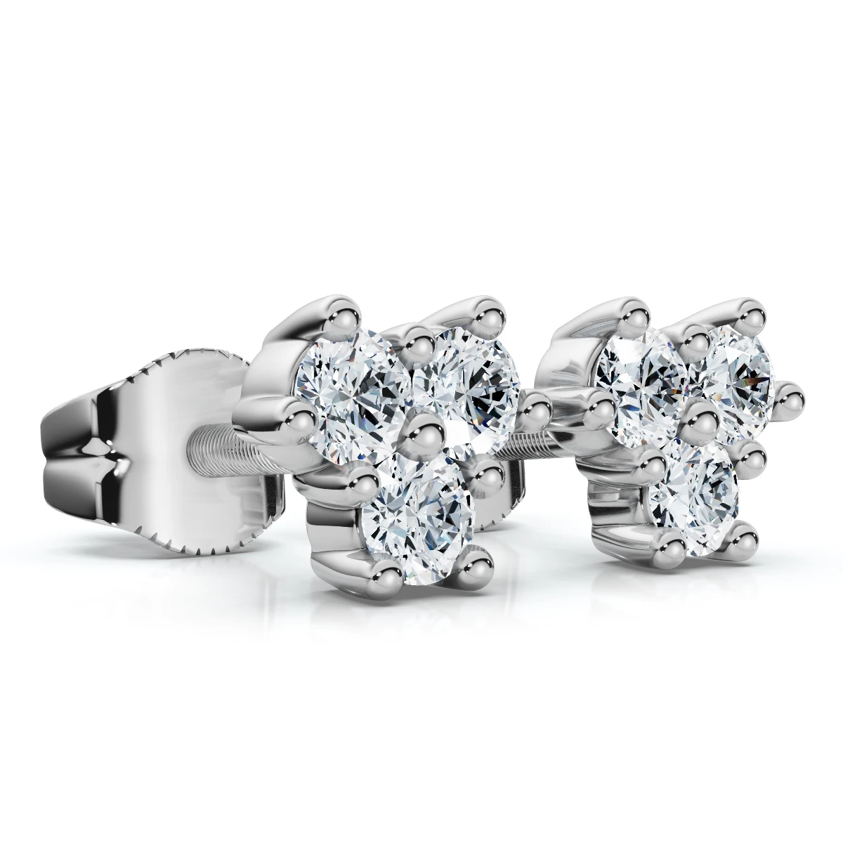 Mini Trio Diamond Studs 14k Gold Lab Grown Women's Earrings (E-F, VS)