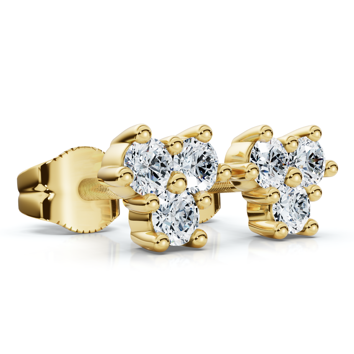 Mini Trio Diamond Studs 14k Gold Lab Grown Women's Earrings (E-F, VS)