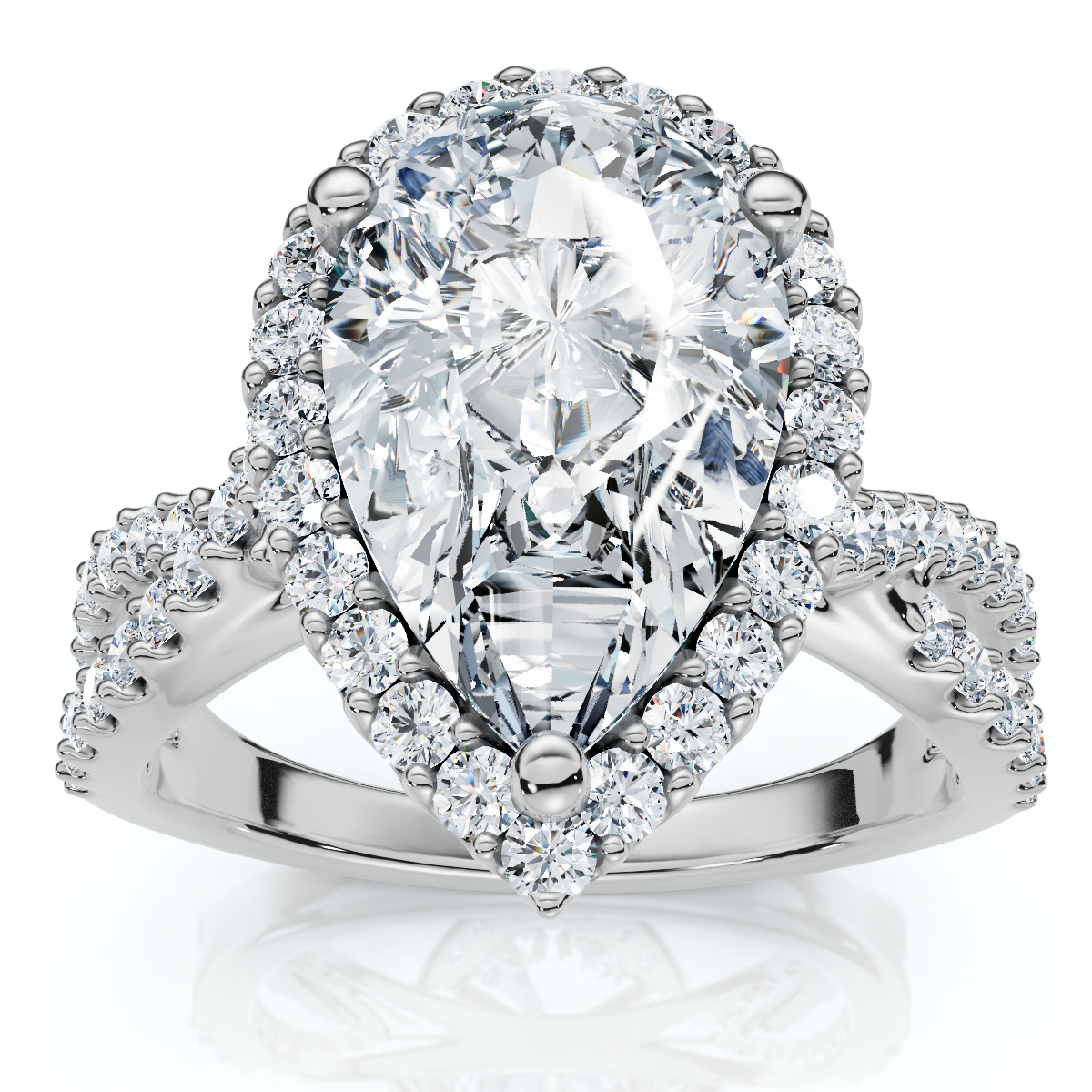 Certified 3Ct Pear Shape Diamond Engagement Ring 14k Gold or Platinum Lab Grown (F-G, VS)