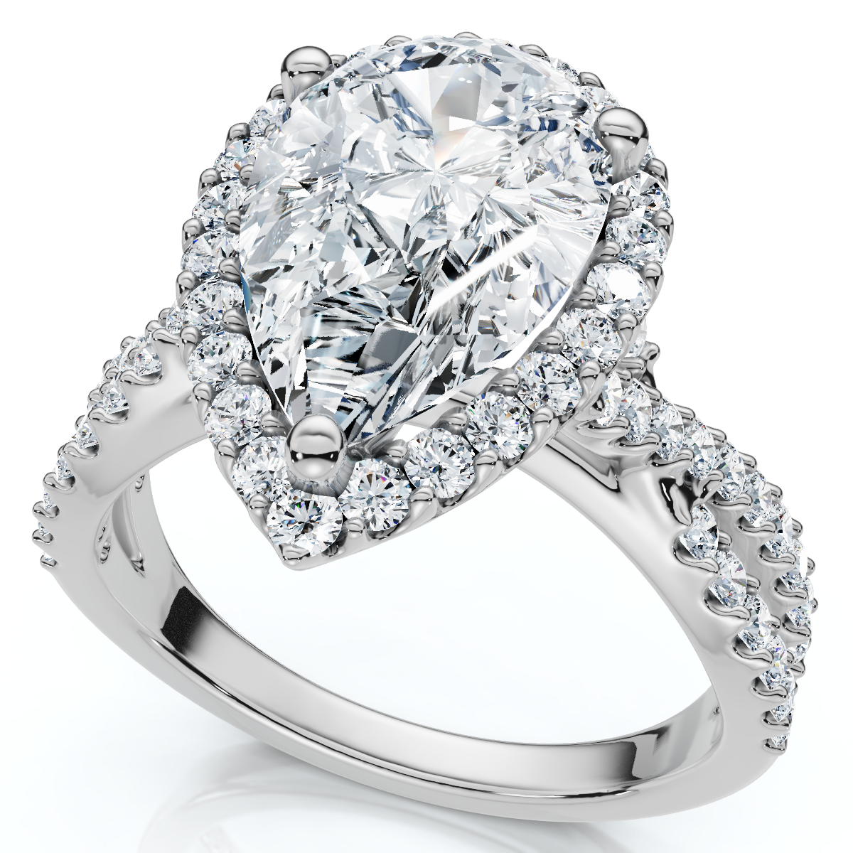 Certified 3Ct Pear Shape Diamond Engagement Ring 14k Gold or Platinum Lab Grown (F-G, VS)