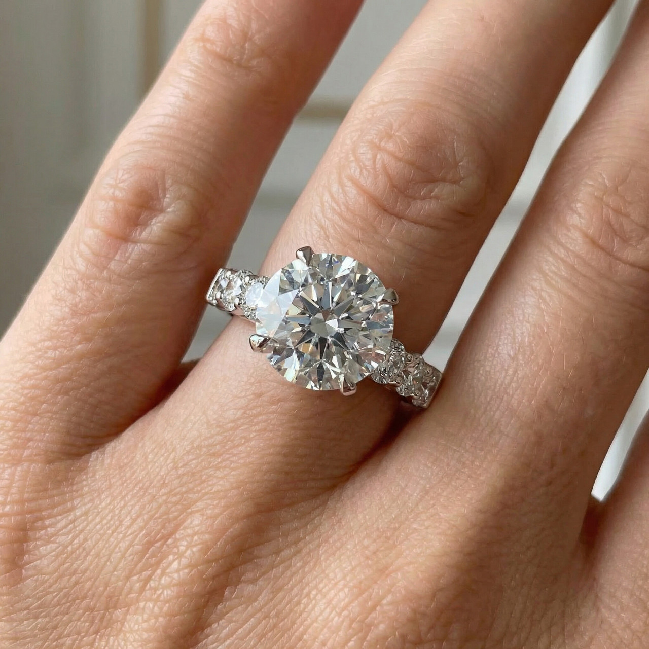 Certified 5Ct Diamond Engagement Ring 14k Gold or Platinum Lab Grown (F-G, VS)