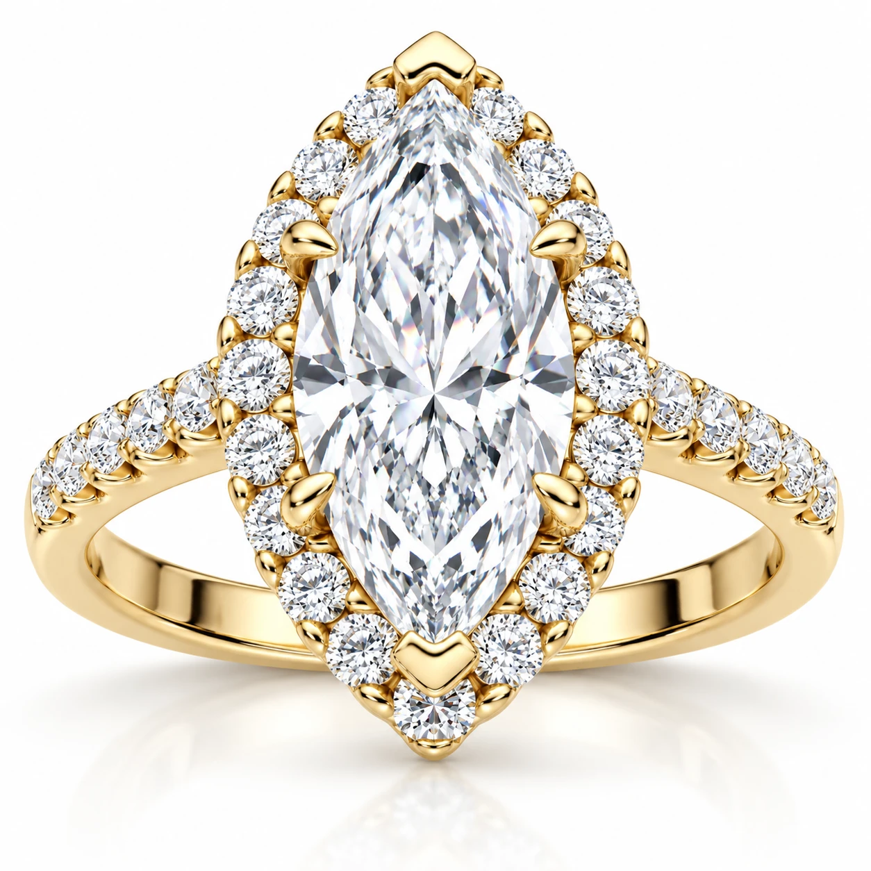 Certified 2.40Ct Marquise Halo Diamond Engagement Ring 14k Gold or Pt Lab Grown (F-G, VS)
