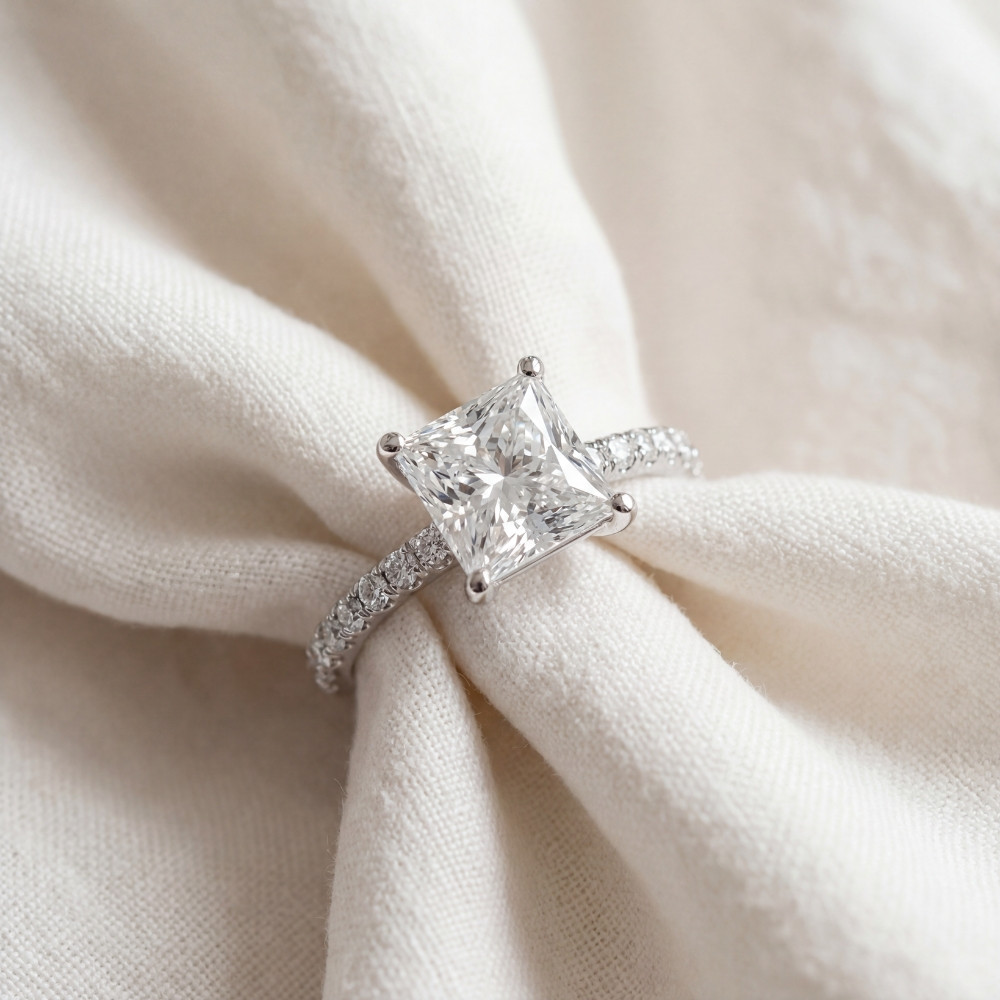 Certified 2 1/3Ct Princess Cut Diamond Engagement Ring 14k Gold or Pt Lab Grown (F-G, VS)