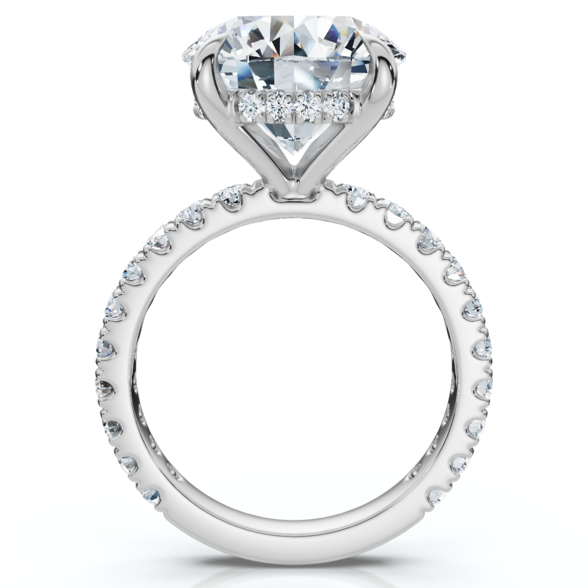 Certified 7Ct Diamond Hidden Halo Engagement Side Halo Ring Lab Grown (G-H, VS)