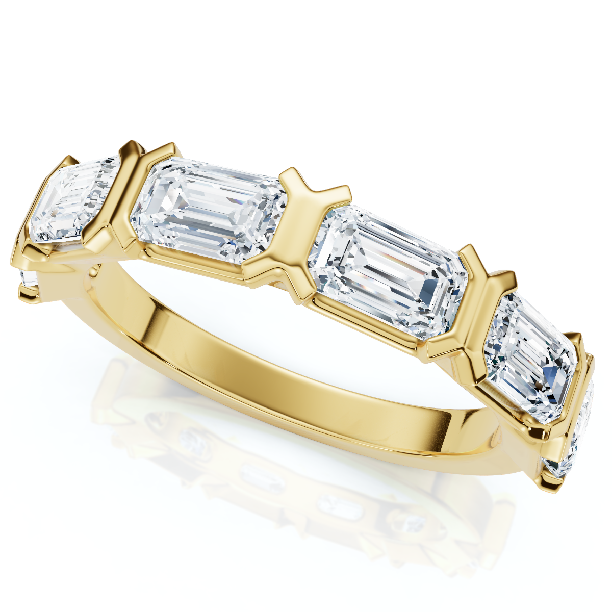 1 1/2Ct Emerald Cut Diamond 6-stone Ring 14k Gold or Platinum Lab Grown (E-F, VS)