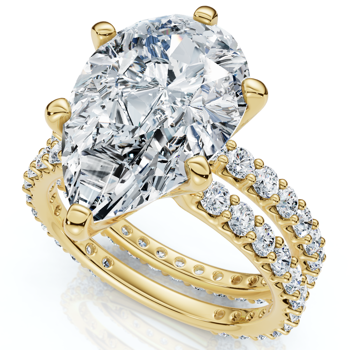 Certified 5.40Ct Pear Engagement Ring Wedding Band Set 14k Gold/Pt Lab Grown (F-G, VS)