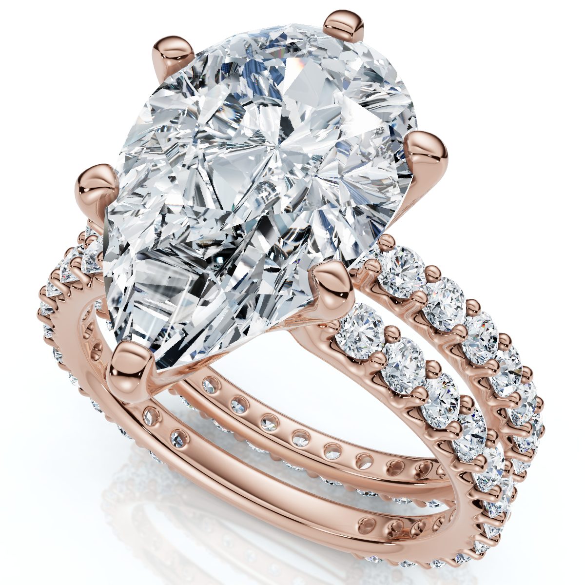 Certified 5.40Ct Pear Engagement Ring Wedding Band Set 14k Gold/Pt Lab Grown (F-G, VS)