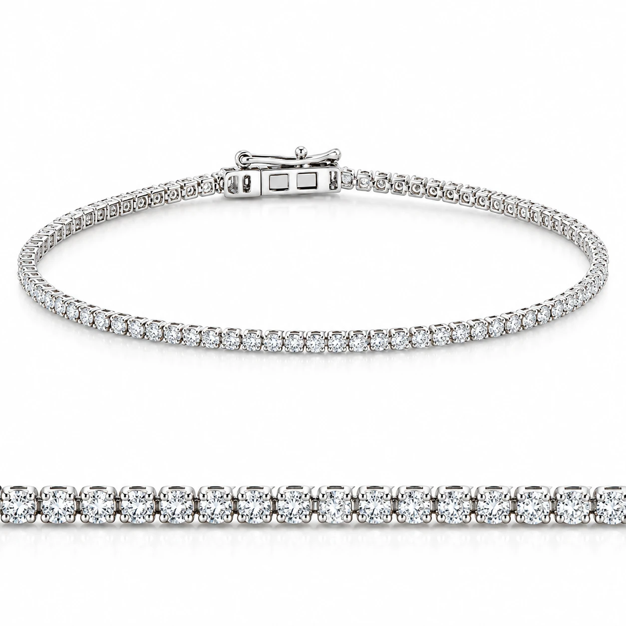 1.23Ct Diamond Lightweight 7" Tennis Bracelet 14k Gold Lab Grown (E-F, VS)