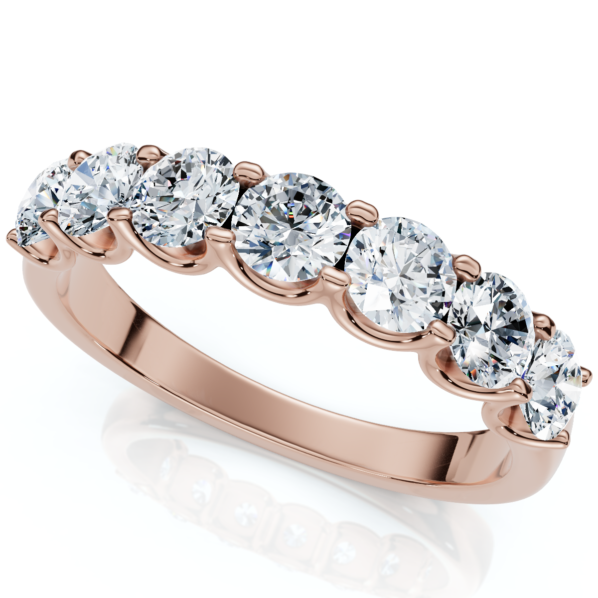 1Ct TW Diamond U Prong 7-Stone Wedding Ring 14k Gold or Platinum Lab Grown (E-F, VS)