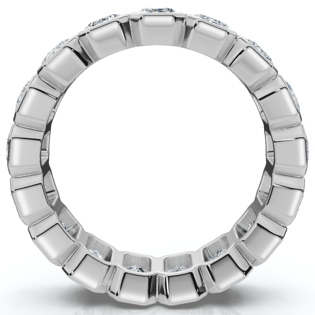 5Ct Emerald Cut Bezel Eternity Wedding Ring 14k Gold Lab Grown (E-F, VS)