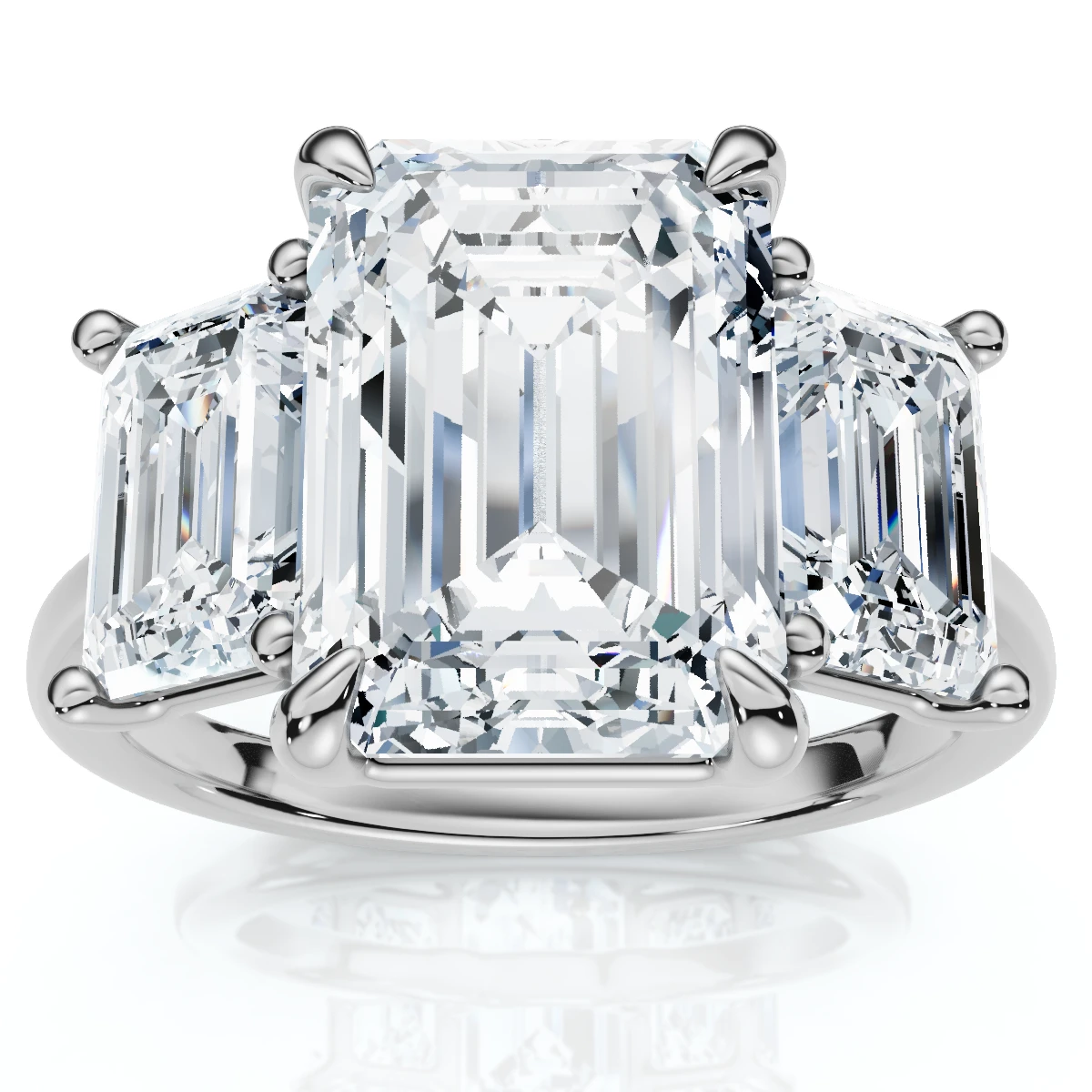 Cert. 5Ct Emerald Cut Diamond Engagement Ring 3-Stone 14k Gold or Pt Lab Grown (F-G, VS)