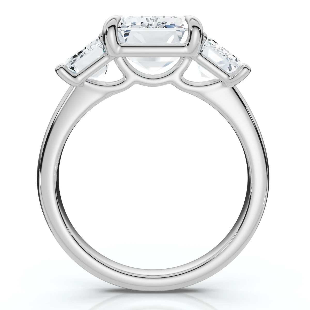 Cert. 5Ct Emerald Cut Diamond Engagement Ring 3-Stone 14k Gold or Pt Lab Grown (F-G, VS)