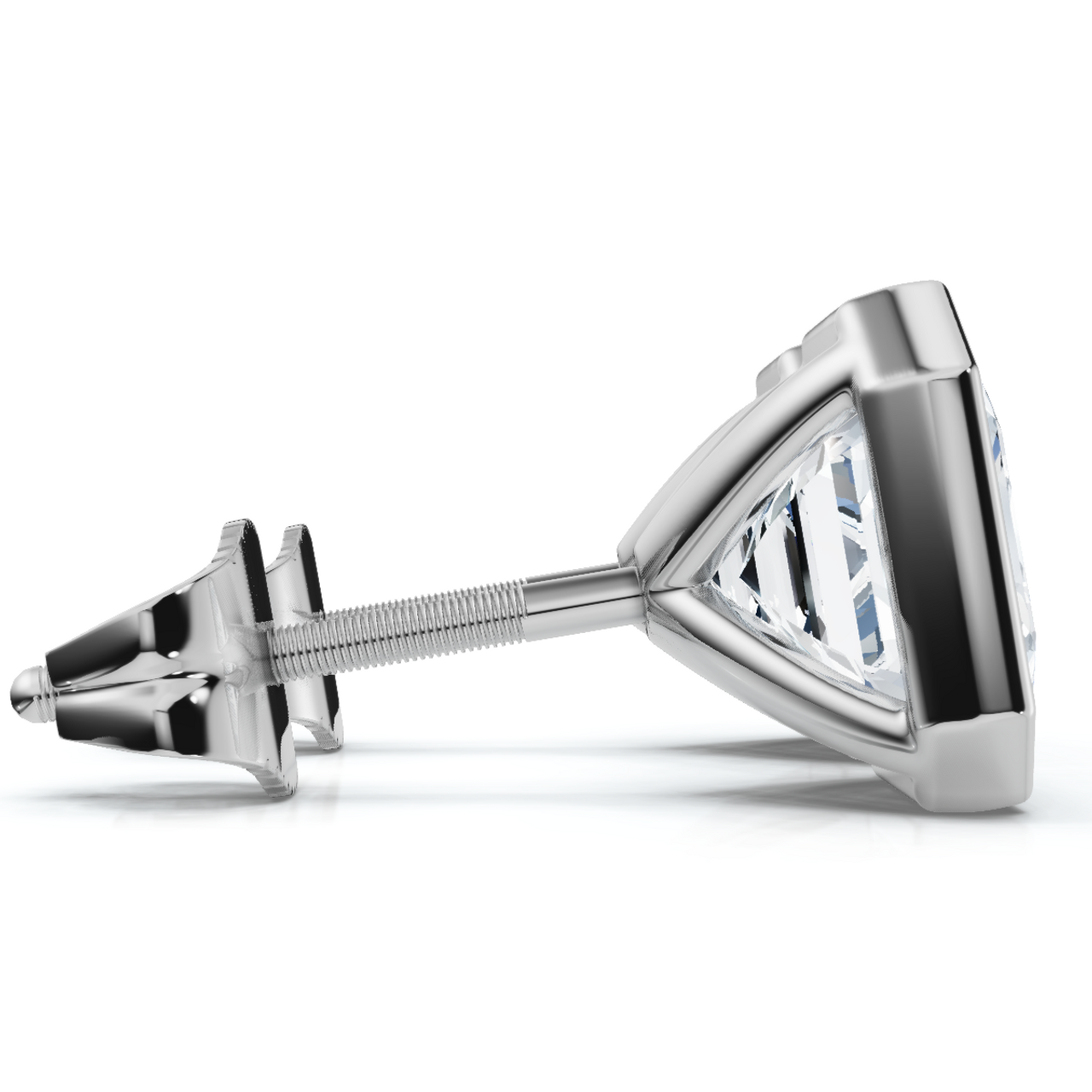 2ct TW Asscher Cut Bezel Diamond Studs 14k Gold Lab Grown (F-G, VS)