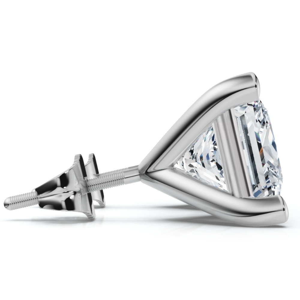 Certified 4Ct Princess Cut Martini Studs 14k Gold Lab Grown (F-G, VS)