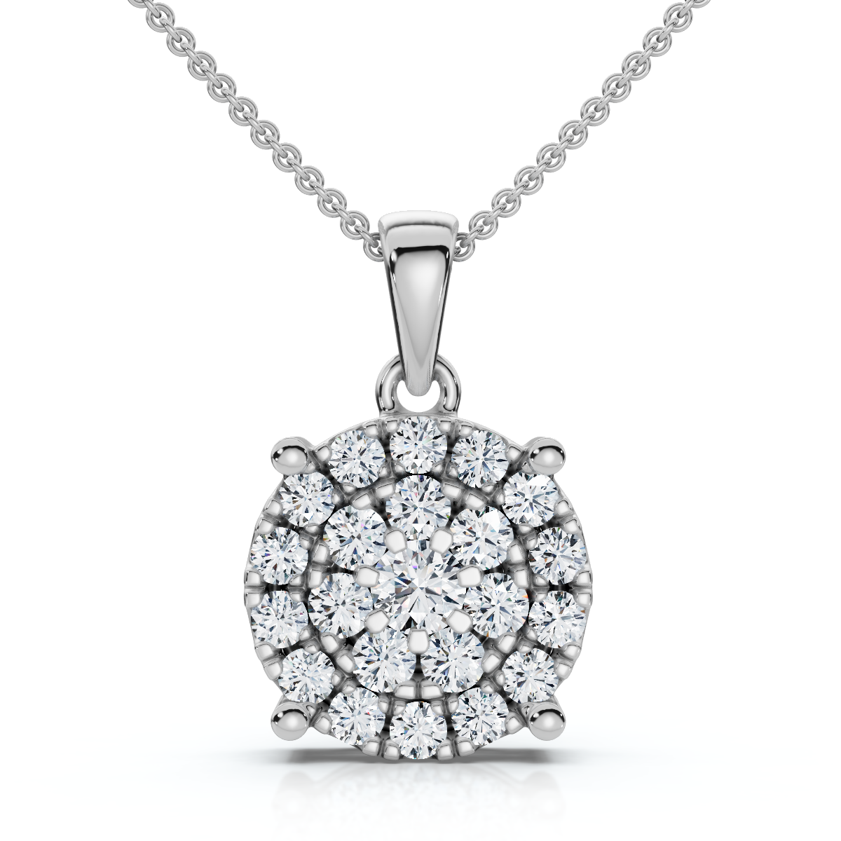 3/8Ct Pave Dangle Disc Pendant 10K Gold Necklace Lab Grown (G-H, VS)