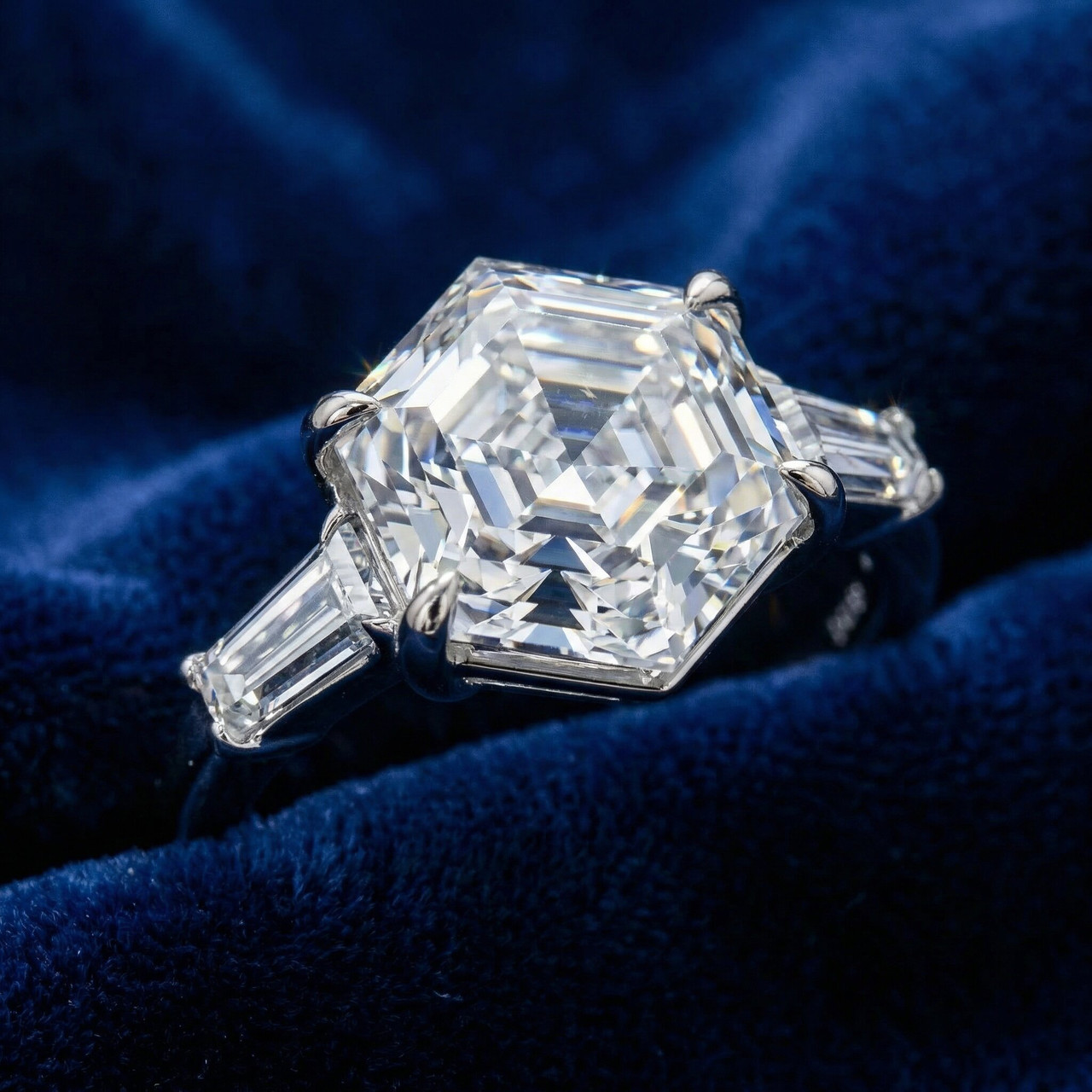 Certified 3 1/2Ct Hexagon Diamond Engagement Ring 14k Gold or Platinum Lab Grown (E-F, VS)