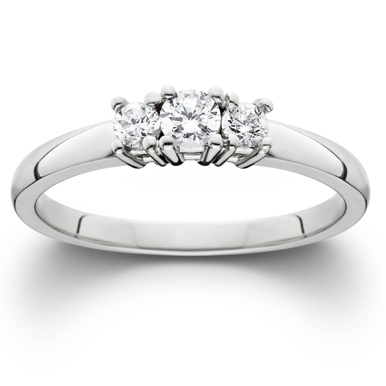1/4ct White Gold Three Stone Diamond Engagement Ring (J-K, I1)
