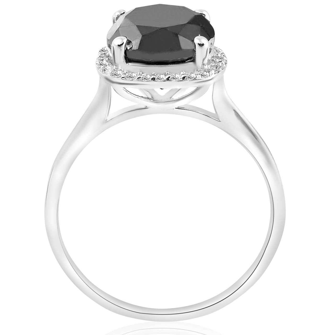 3 1 10ct Treated Black Diamond Cushion Halo Engagement Ring 14k