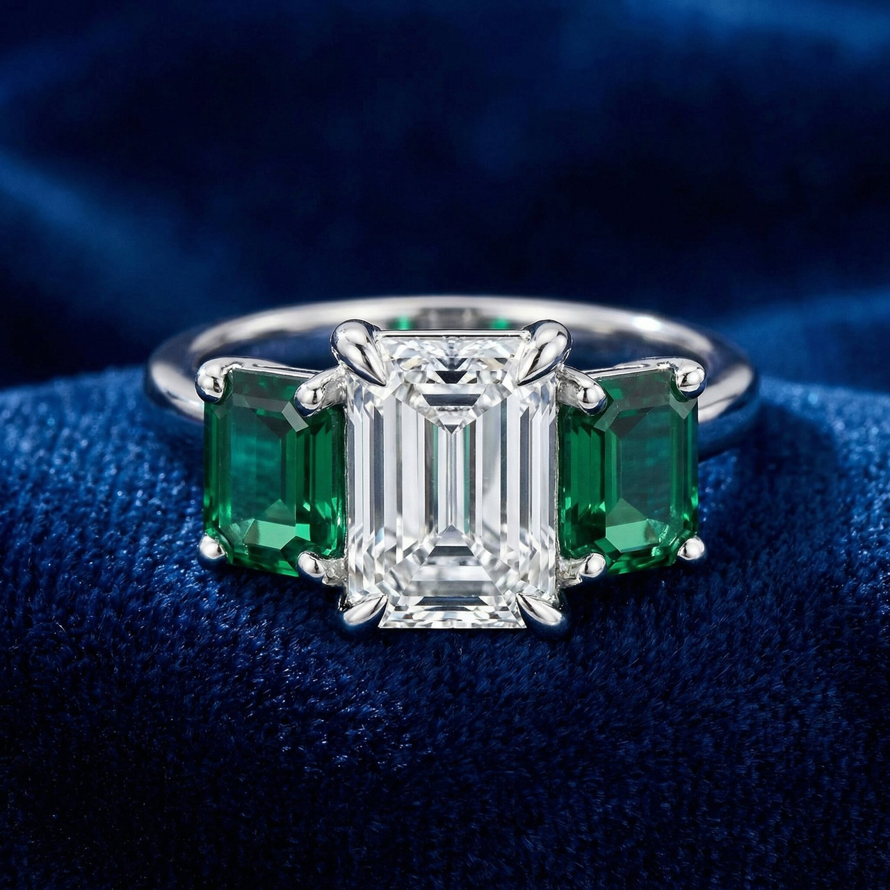 Certified 5Ct Green Emerald Diamond Ring 14k Gold or Platinum Lab Grown (F-G, VS)