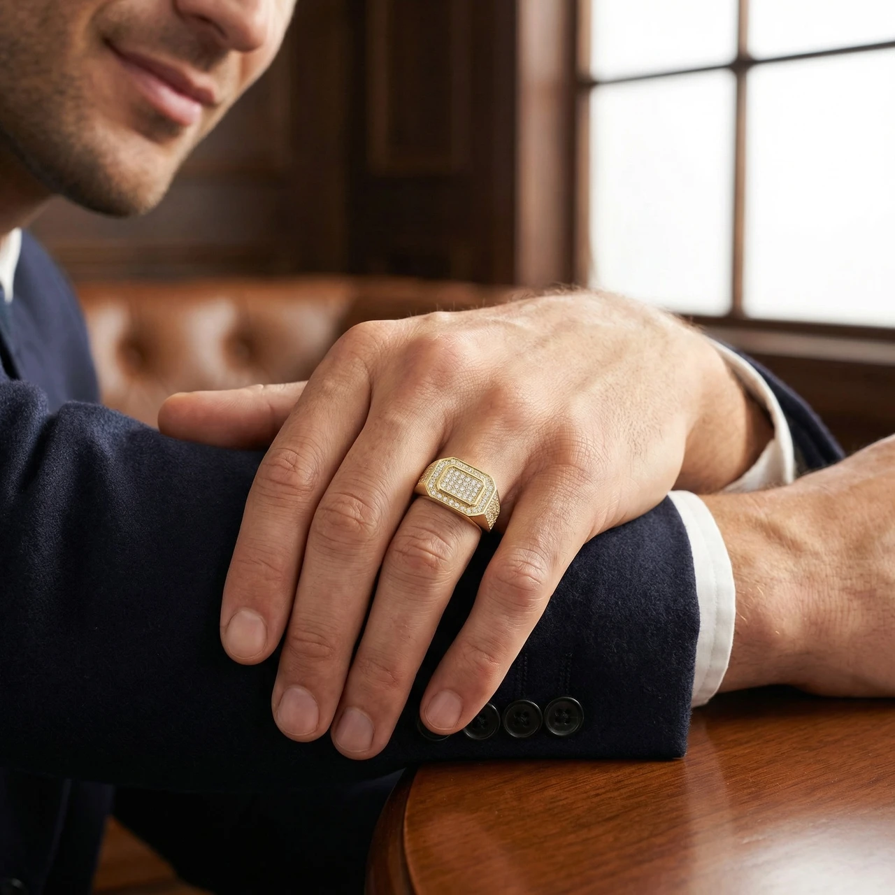 1Ct Men's Diamond Ring in 14k Gold Lab Grown (F-G, VS2-SI1)