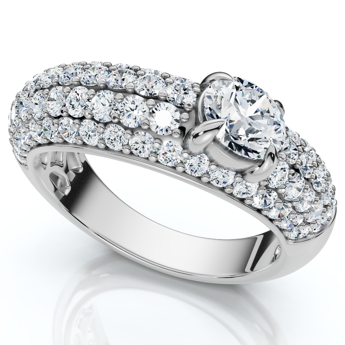 1 1/2Ct Pave Kimberly Diamond Anniversary Ring 14k Gold or Platinum Lab Grown (E-F, VS)