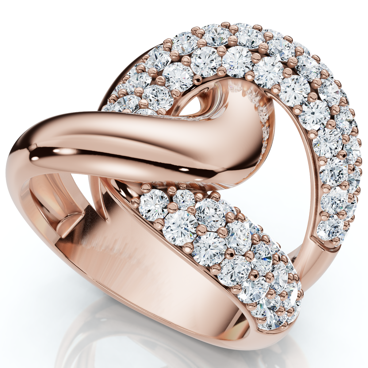 2Ct Interlocked Brittany Diamond Ring 10k Gold Lab Grown Right Hand Band (E-F, VS)