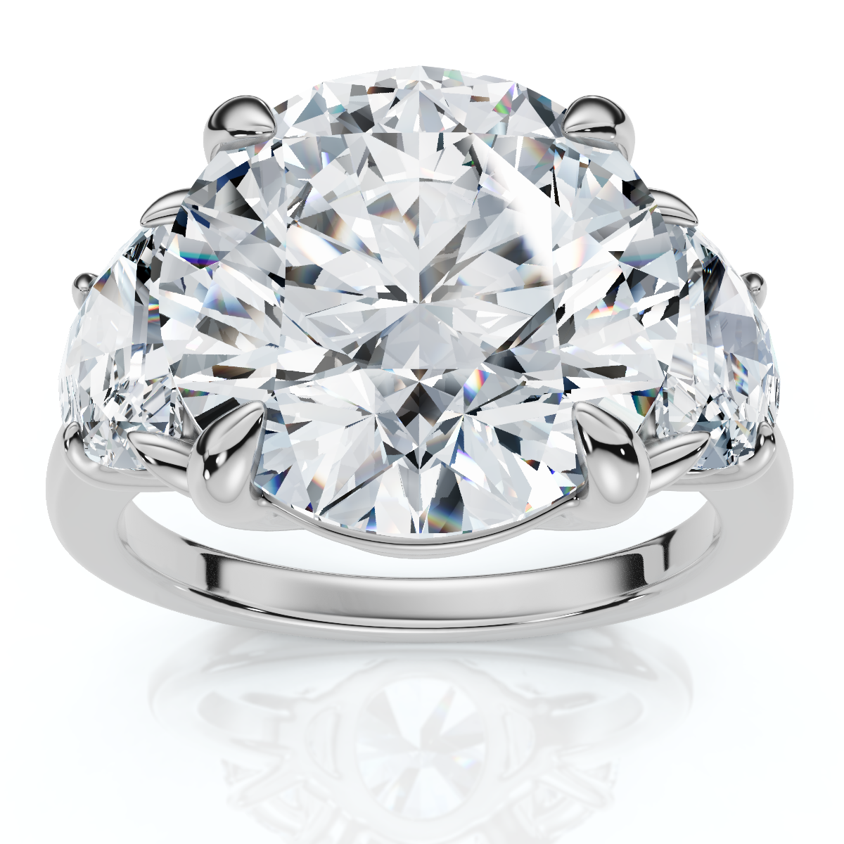 Certified 7Ct Diamond & Halfmoon Engagement Ring Lab Grown (F-G, VS)