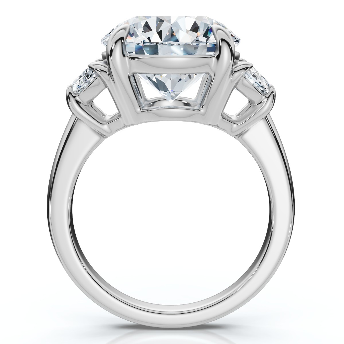 Certified 7Ct Diamond & Halfmoon Engagement Ring Lab Grown (F-G, VS)